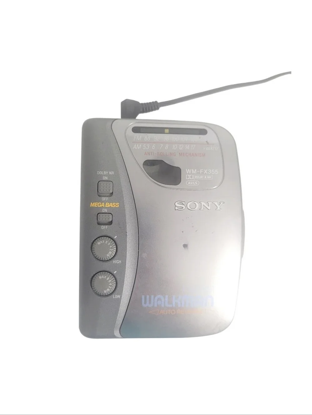 Sony Walkman WM-FX355 Cassette Player AM/FM Mega Bass Dolby TRH-1 Headphones